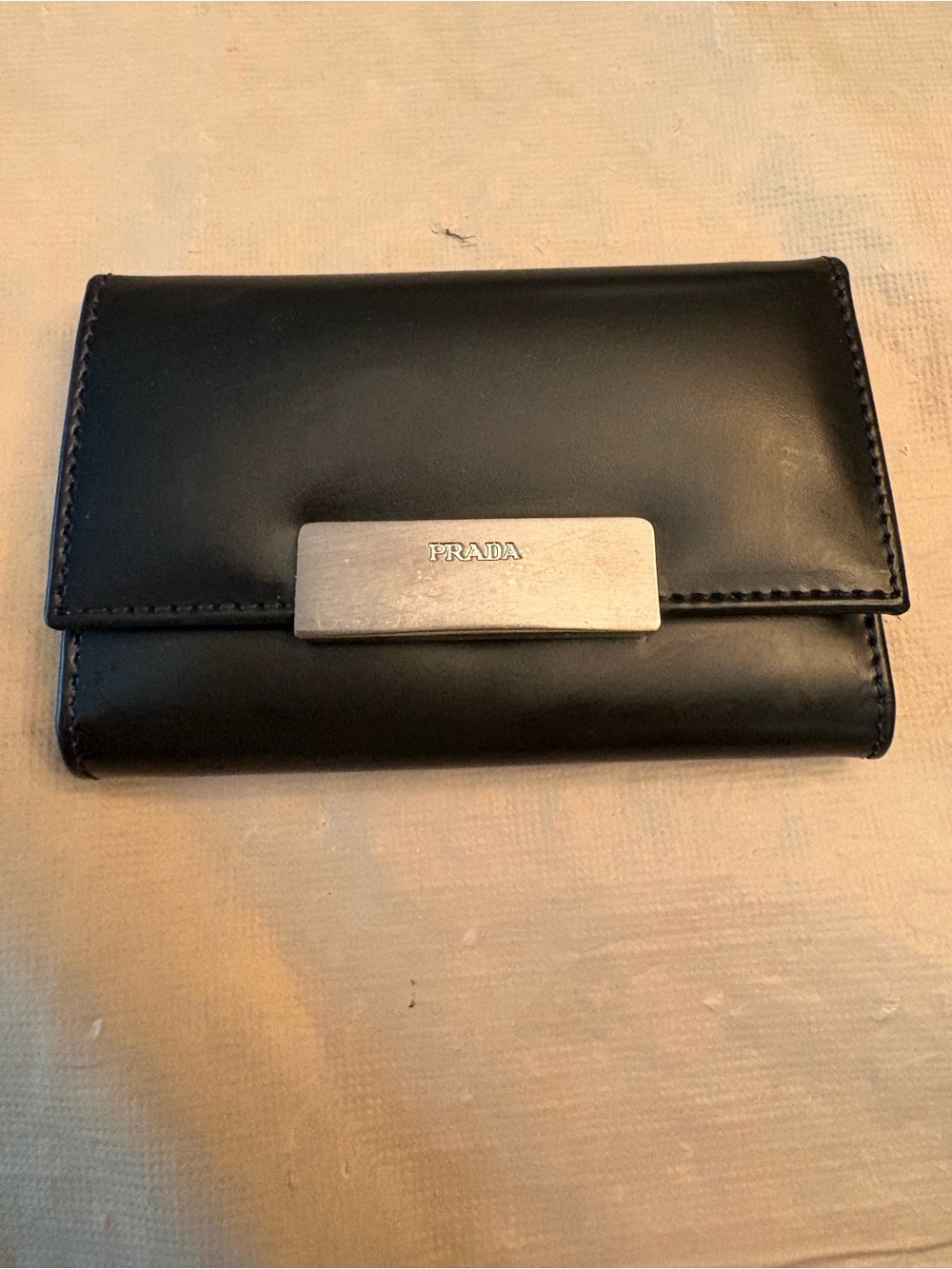 Prada Black Leather Key Holder
